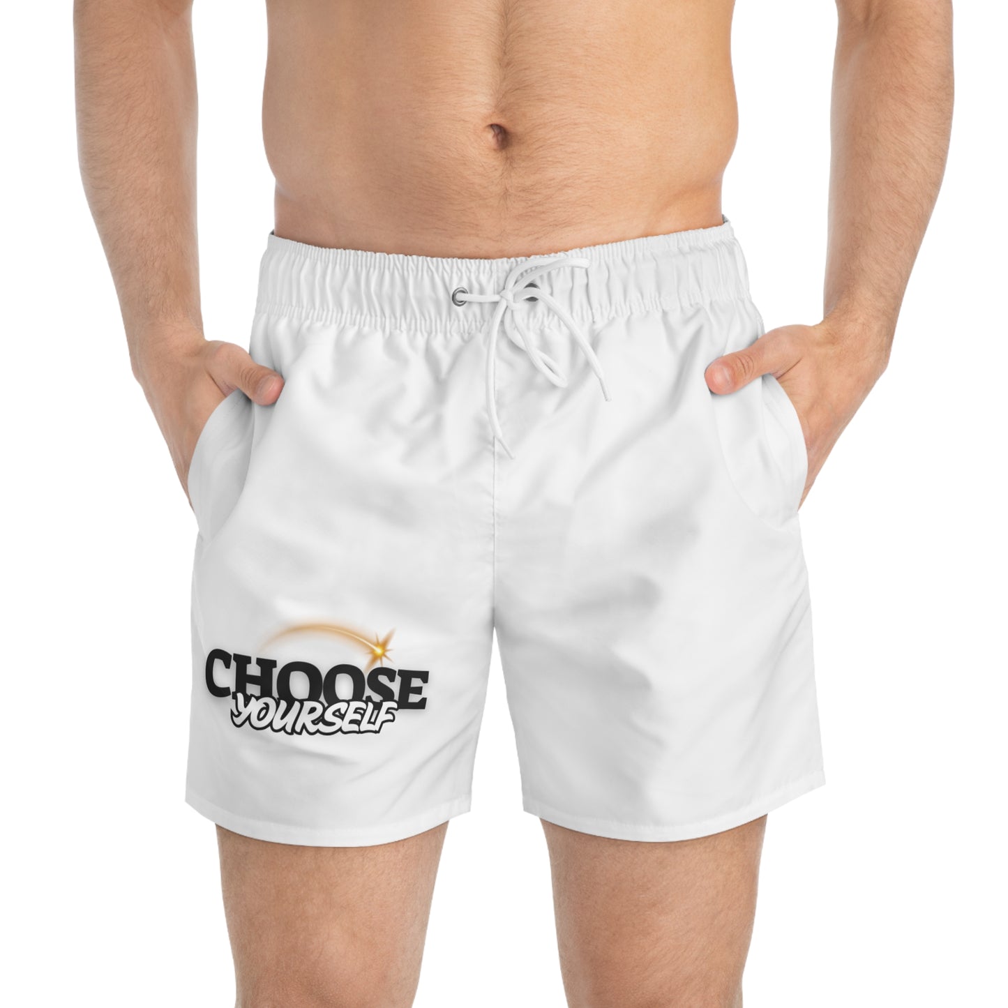 Choose Yourself Swim Trunks, Motivational Beach Shorts for Summer, Gift for Dad, Vacation Wear, Fun Poolside Swimwear