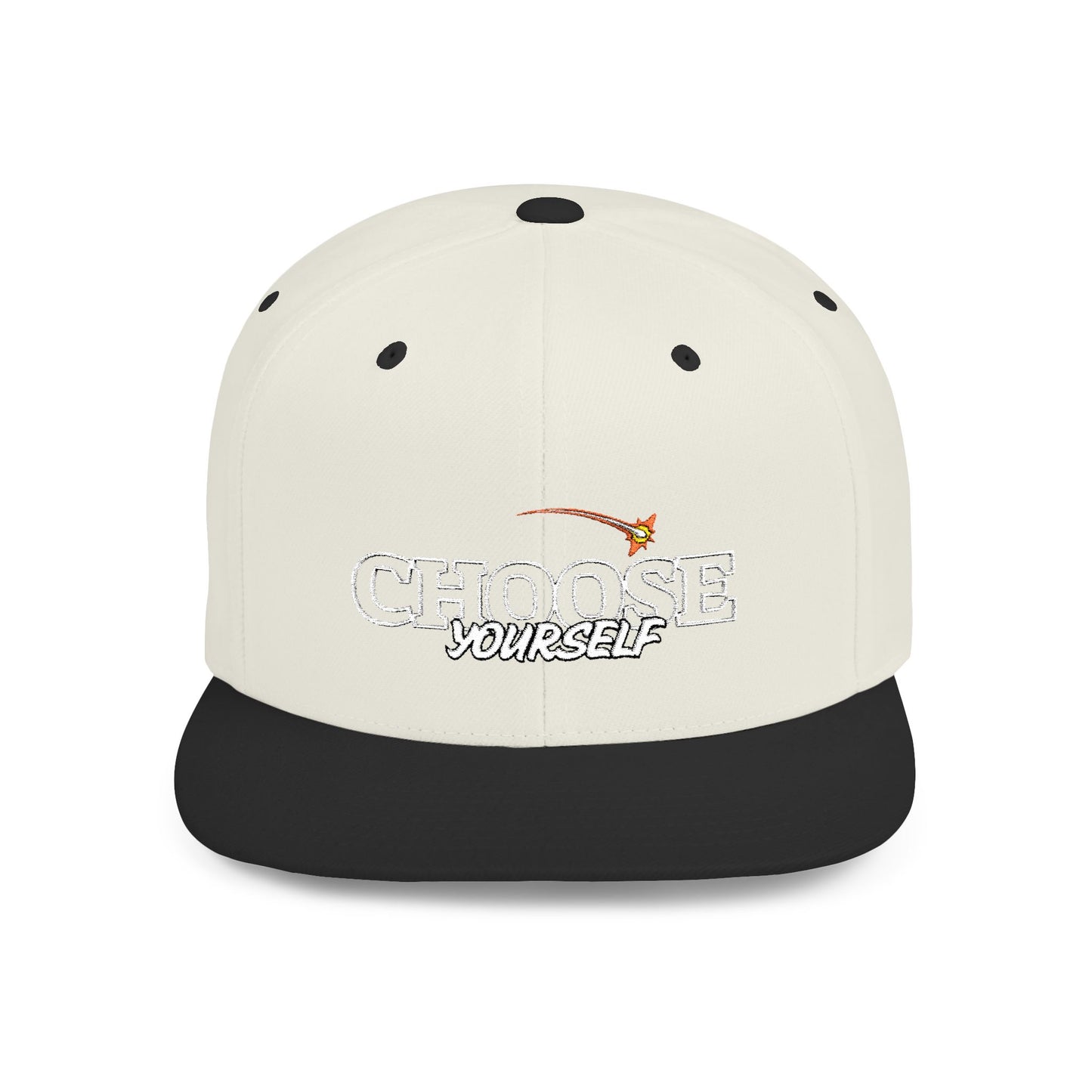 Choose Yourself Flat Bill Snapback Hat - (Green underbrim)