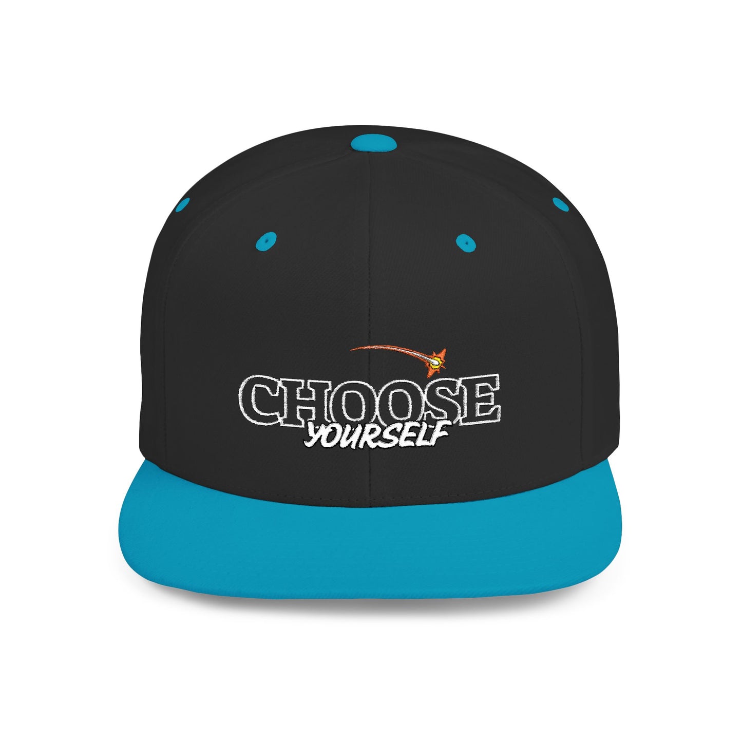Choose Yourself Flat Bill Snapback Hat - (Green underbrim)