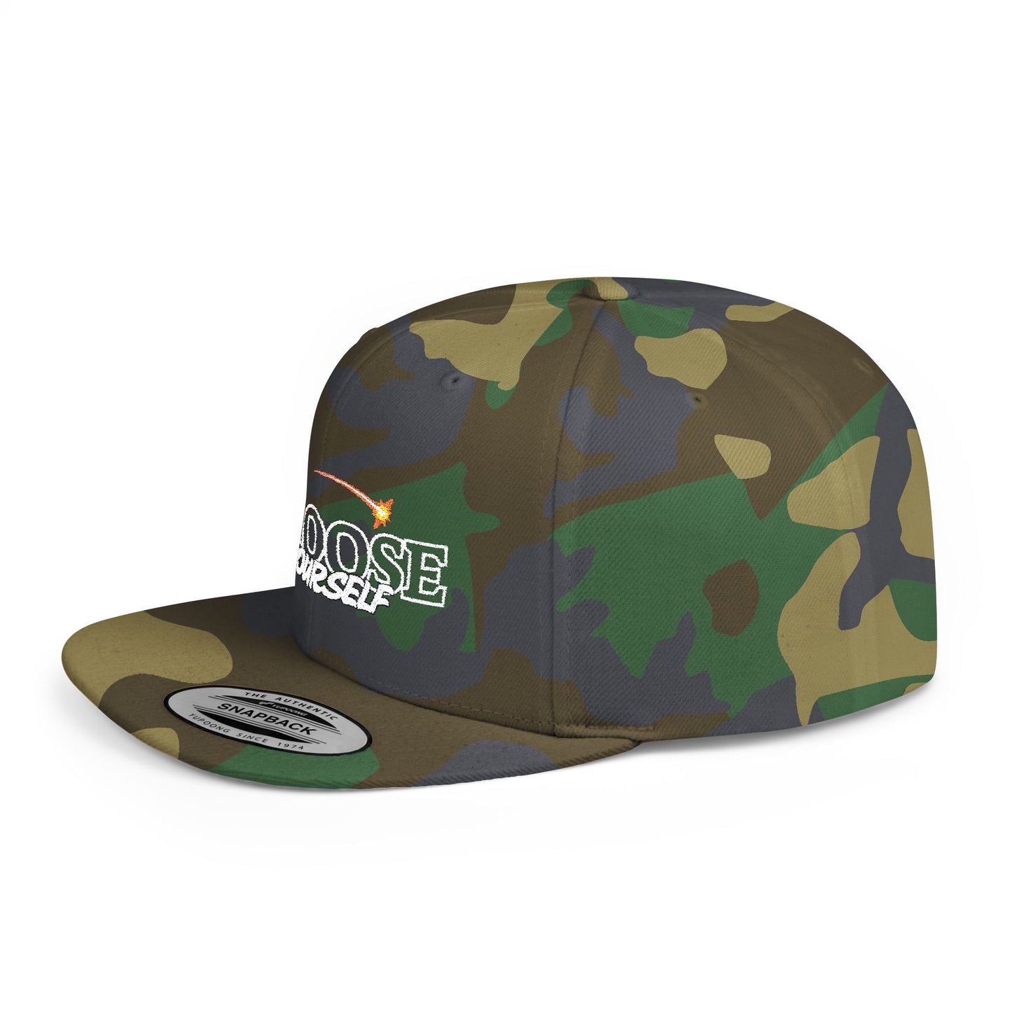 Choose Yourself Flat Bill Snapback Hat - (Green underbrim)