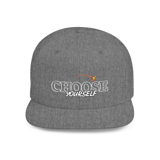 Choose Yourself Flat Bill Snapback Hat - (Green underbrim)