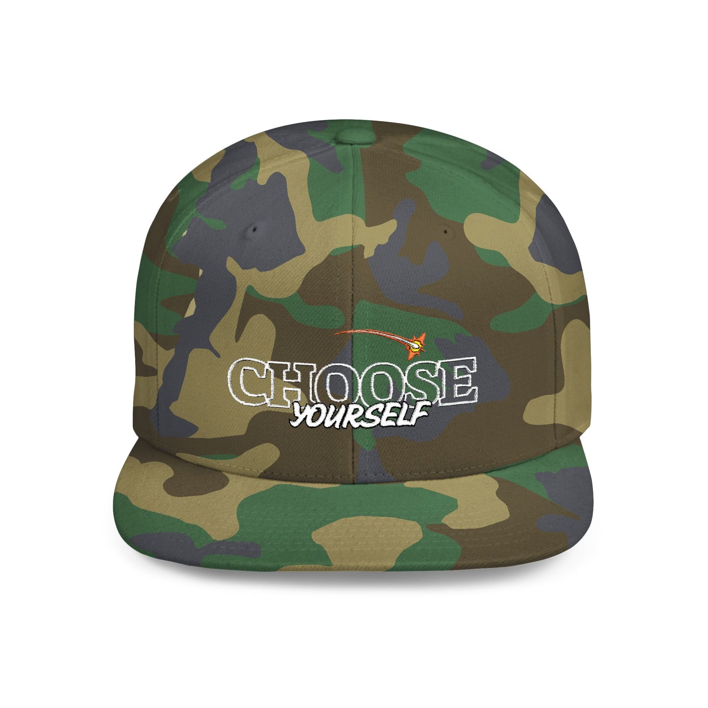 Choose Yourself Flat Bill Snapback Hat - (Green underbrim)